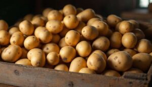 Trzymam razem z ziemniakami, bo tak poradził mi dziadek. Nie puszczają kiełków aż do późnej wiosny