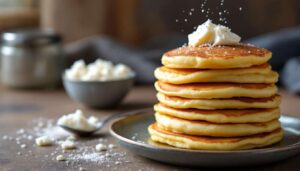 Biorę serek wiejski i 2 jajka. Chwilę później mam górę białkowych placuszków