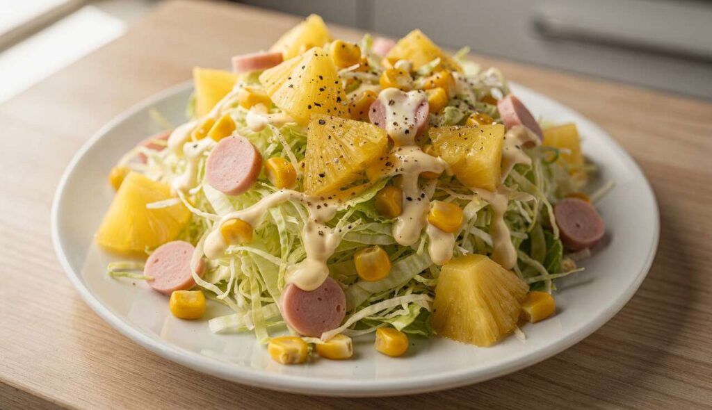 Sałatka z kapusty pekińskiej po hawajsku. Jest dużo lepsza niż gyros czy jarzynowa