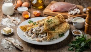 Naleśniki z kurczakiem i pieczarkami w sosie śmietanowym