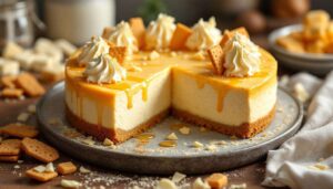 Biała czekolada, amaretto i ciastka lotus: złote połączenie do sernika