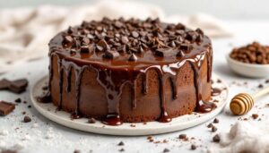 To ciasto czekoladowe zachwyciło mnie od pierwszego kęsa. Robotę robi pachnąca i słodka polewa
