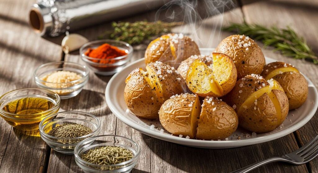 Obtaczam w niej ziemniaki i wrzucam do piekarnika. Są fantastycznie chrupiące, a ich środek kremowy i delikatny