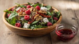 Kolorowa sałatka: szybka przyjemność z malinowym sosem vinaigrette