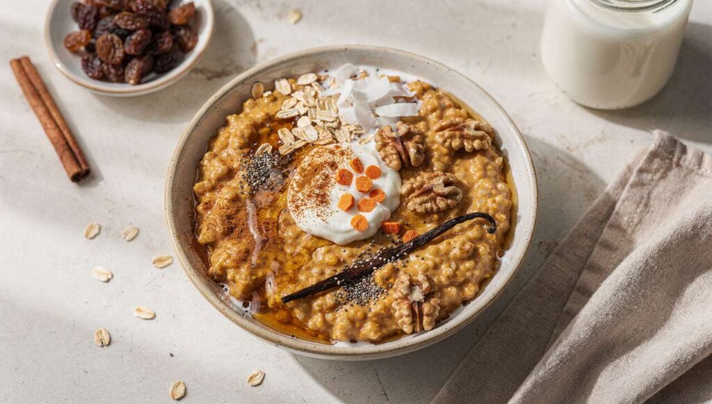 Owsianka carrot cake na zimno – smakuje jak ciasto marchewkowe na śniadanie