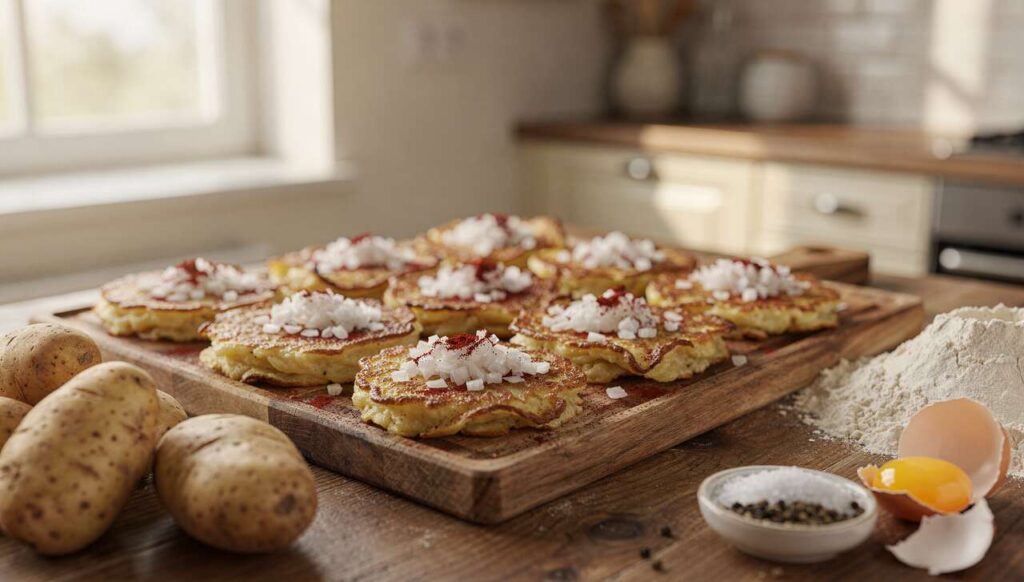 Placki ziemniaczane piekę w piekarniku zamiast smażyć. Mniej tłuszczu, ten sam chrup
